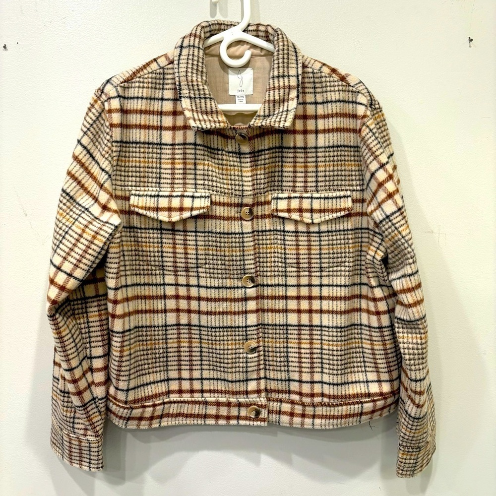 Joie Plaid Boxy Shacket Button Down Jacket Women’s Size XL